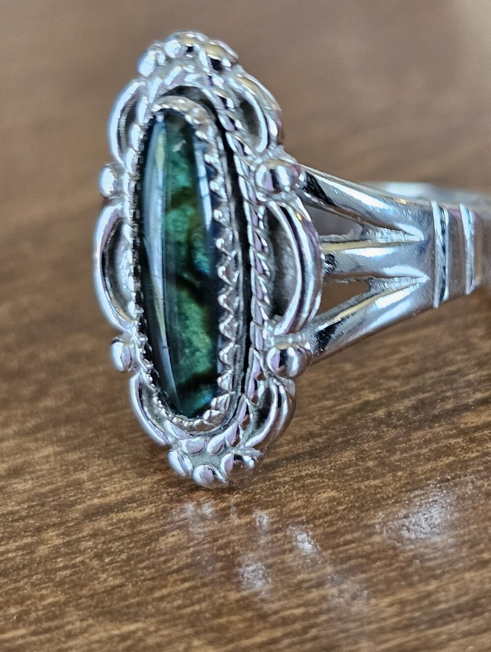Vintage Native American Paua Ring In Sterling Silver Size 7 - Picture 2 of 7